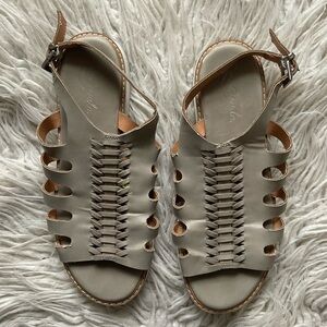 Anthropologie Liendo Gray Leather Braided Gladiator Open Toe Slingback Sandals 9